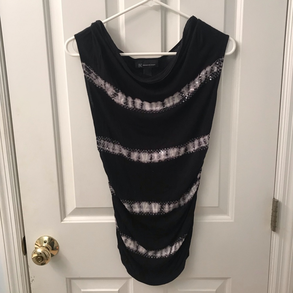 INC Black Striped Top